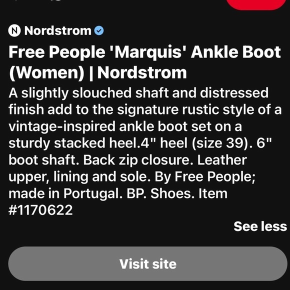 Free People Marquis distressed black leather ankle boot with rear zip block heel - Picture 10 of 10